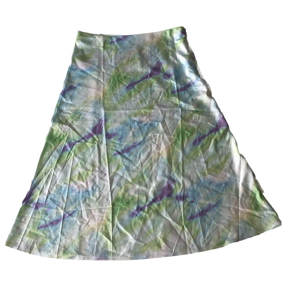 Monkl Women’s Midi Skirt Turquoise Light Tie Dye Size 14 UK 18